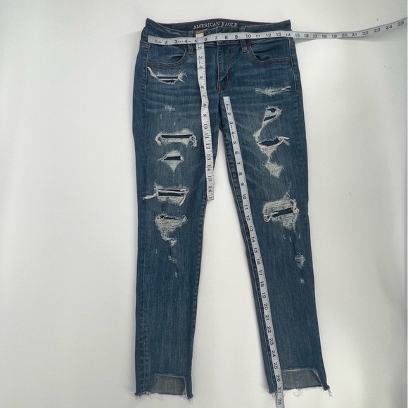 American Eagle Outfitters Super Low Stretch Distressed Jeggings Size 28 Junior’s - Picture 5 of 5
